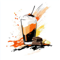 Delicious dessert drink with chocolate
