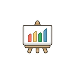 Colorful Graph on an Easel with Bar Chart Representing Growth in Data Analysis and Business Presentation Concepts Transparent background or png