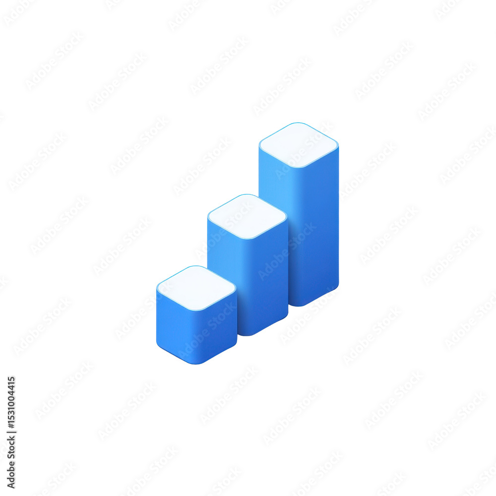 Poster abstract blue bar graph showing growth and progress in data visualization and business metrics analy