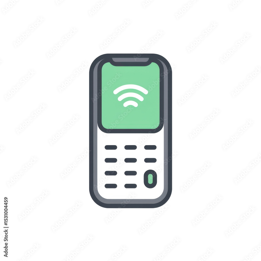 Poster modern concept of wireless communication with simple mobile phone icon illustrating connectivity and