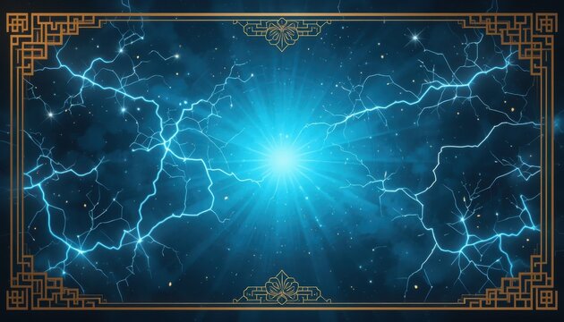 border background with ornamnet with glow effect, frame background celebration event with ornament line, Background lightning effect 