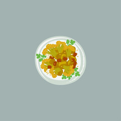 Aloo gobi icon logo flat vector design