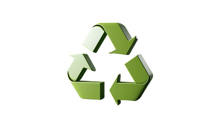 3D recycle icon in eco green, sustainable tech and digital cleanup symbol, PNG