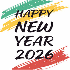 Colorful abstract paint strokes with “Happy New Year 2026” in bold centered font & SVG