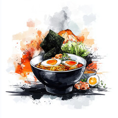 Delicious bowl of ramen with rich toppings