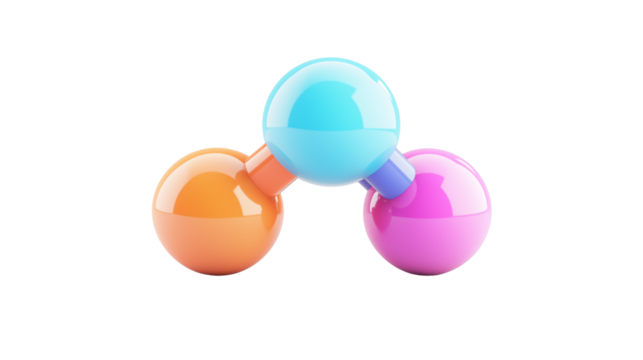 3D share icon with three connected dots and bright color, social link symbol, white background, PNG