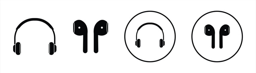 Headphones and Earphone icon vector