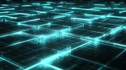 Futuristic grid of glowing squares
