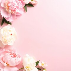 Fototapeta premium Floral arrangement inspiration home decor photography bright studio close-up peonies on soft pink background