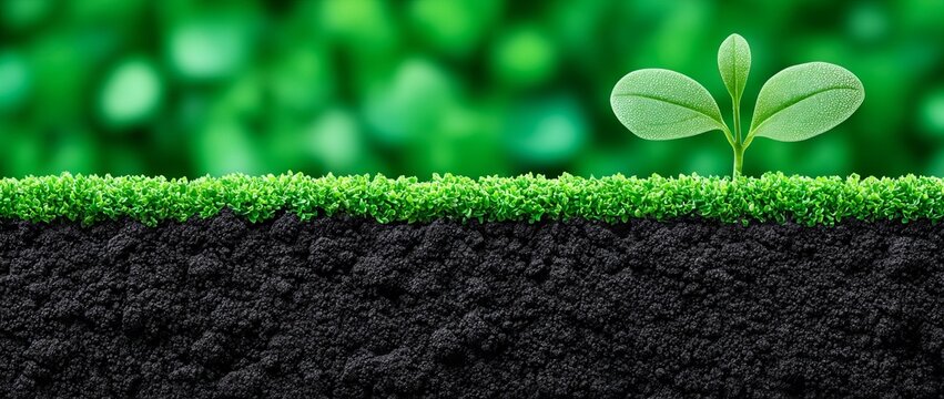 In a dry and barren land, a sprout emerging from the earth signifies resilience and growth, grown from the ground, with a notable depth of field, used as a banner