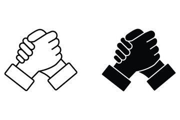 arm wrestling sportive icon. Soul brother handshake, simple illustration outline style sport symbol. arm wrestling icon for apps and websites. Vector illustration.  