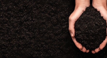 Premium stock photo showcasing soil in hands, highlighting nurturing growth, sustainable agriculture, and environmental care