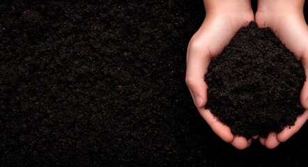 Soil in Hands' is a premium stock photo that illustrates the significance of sustainable agriculture, environmental care, and nurturing growth