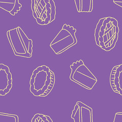 Outline Pie Vector Seamless Pattern Background for Surface Print Fabric Fashion Wrapping