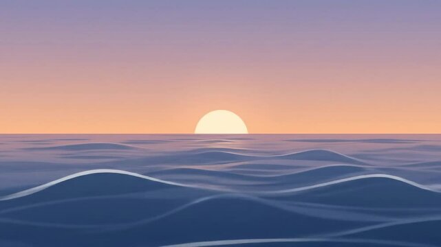 Beautiful illustrated ocean sunset landscape scene for background