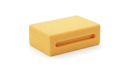 Rectangular Cheese Slice A Close-Up Shot of Dairy Delight on White Backdrop