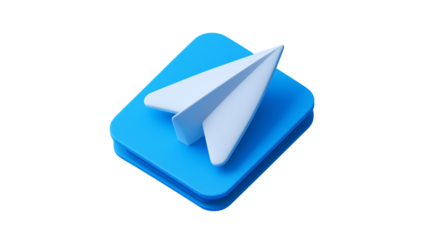 Paper plane 3D icon, message/send symbol in modern app style, isolated PNG