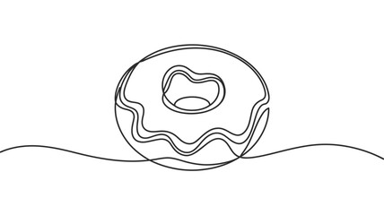 Minimalistic Donut Illustration Continuous Line Drawing of a Sweet Treat