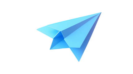 Paper plane 3D icon, message/send symbol in modern app style, isolated PNG