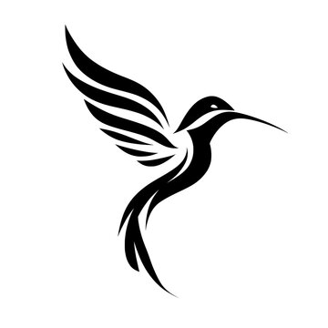 A modern illustration featuring an eagle and a hummingbird is drawn using black and white paint