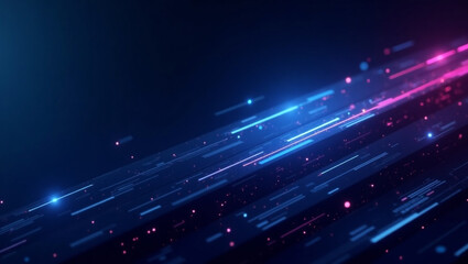 Abstract lines of light streak across a dark blue background