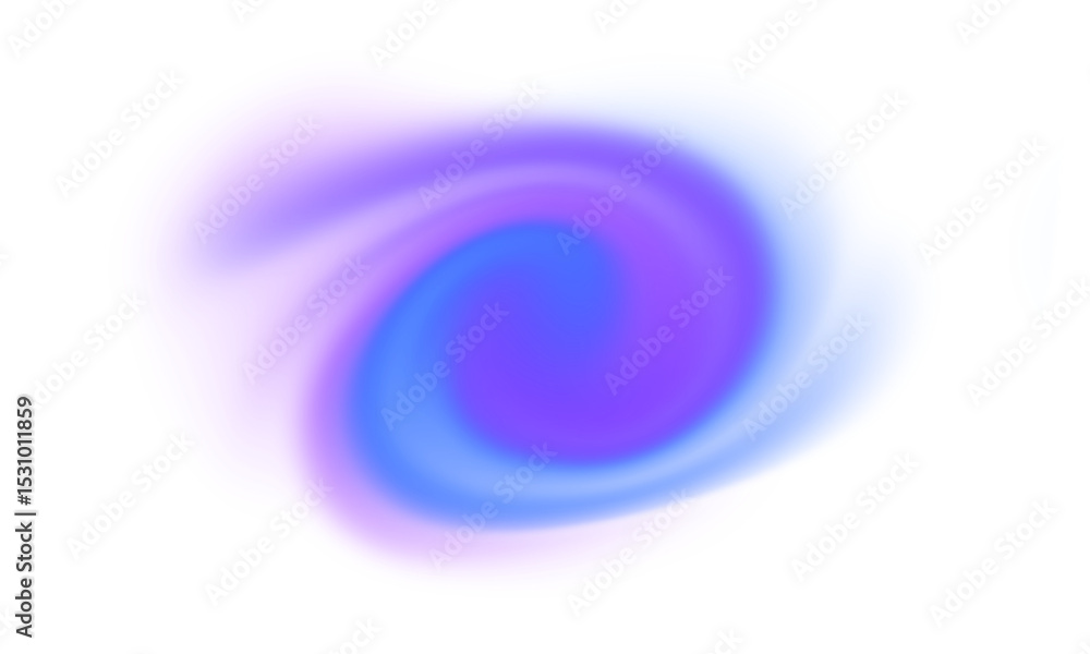 Poster Abstract glowing liquid shape with purple and blue neon gradient on transparent background. Futuristic and dynamic design element