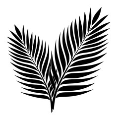 Obraz premium The image features a modern illustration of tropical palm tree leaves in exotic silhouette form, outlined in black and set on a clean white background