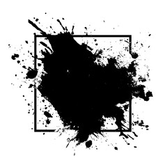 A modern illustration is formed by combining a white background with black paint spots and a grunge paint frame