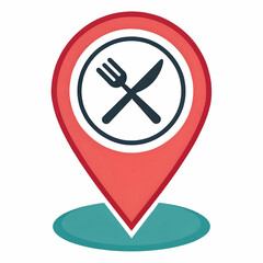 Pin map location restaurant icon isolated on transparent background for food apps travel and navigation
