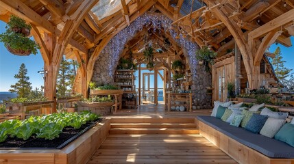 Fototapeta premium Innovative farm emphasizing eco-friendly practices through crop rotation and soil conservation