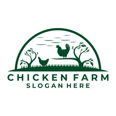 Chicken farm logo design vector template. Farm logo design icon vector