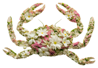 PNG Flat flower crab silhouette shape animal nature plant.