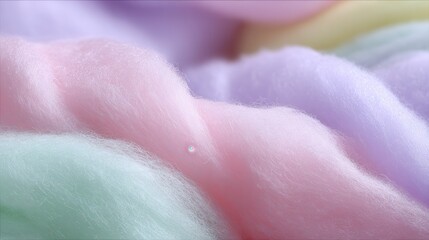 Candy Floss Delights: A macro shot capturing the soft, dreamy texture of colorful candy floss. Pastel hues blend to create an ethereal feel, inviting the viewer into a world of playful sweetness. 