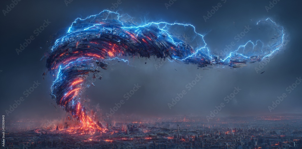 Poster ethics of stock in cybersecurity involves navigating natural disasters and threats within a digital 