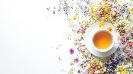 Delicate teacup with wildflowers
