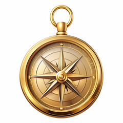 Gold Compass Pendant Jewelry Design Isolated White Background