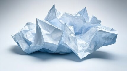 Obraz premium Light blue crumpled paper in a sculpted form.