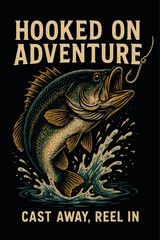 Hooked on Adventure Fishing Cast Reel Art