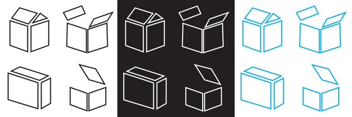 Box and packaging  icon .  Vector for crumpled box, delivery, cargo, open, closed, , pack box etc . Vector for websites, mobile interfaces, presentations, banner, visual branding etc. EPS 10