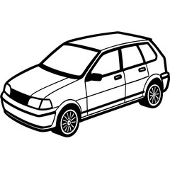 Urban Hatchback line art vector 