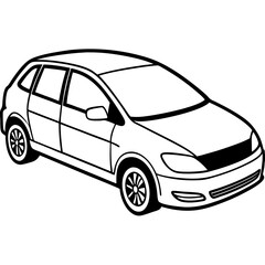 Urban Hatchback line art vector 