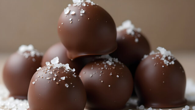 Chocolate truffles with sea salt