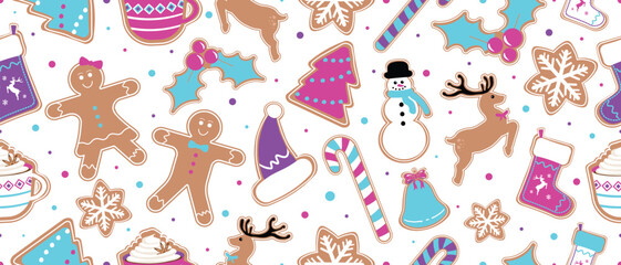 Christmas Seamless Pattern. Huge Christmas and New year Holiday Repeatable Pattern. Decorative Elements Texture for Wallpaper, Gift Wrapping paper, Card or Banner Template or Fabric Textile Prints.