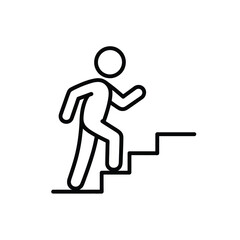 Stick Figure Ascending Stairs Minimalist Icon for Progress and Achievement
