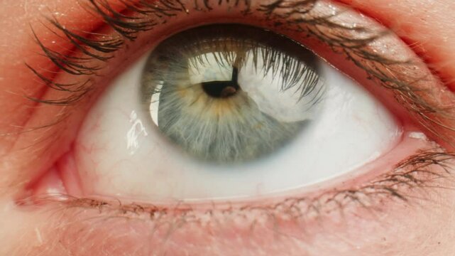 Eye shadow makeup to the upper eyeliner, close-up. Makeup artist applies a bright eye shadow with a makeup brush.Tutorial master class of professional makeup. 
