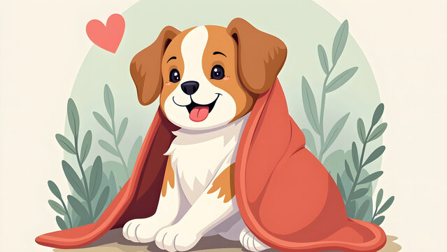 AI generated Pet friendly service filled colorful logo. Compassionate care business value. Dog in blanket illustration. Design element. Ai art for corporate branding