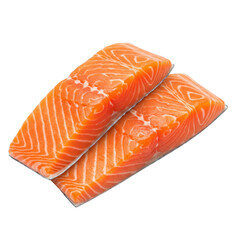 Two fresh salmon fillets isolated on transparent background