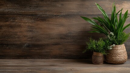 A Beautiful Green Plant in a Pot on a Rustic Wooden Table Perfect for Your Interior Design Ideas