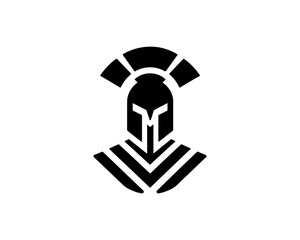 Spartan helmet symbol in black vector look
