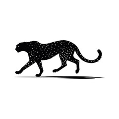 Cheetah running Silhouette black and white vector design

